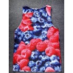 Red Blueberry Raspberry Net Sleeveless Mens T-shirt Vest Sports Tank Top